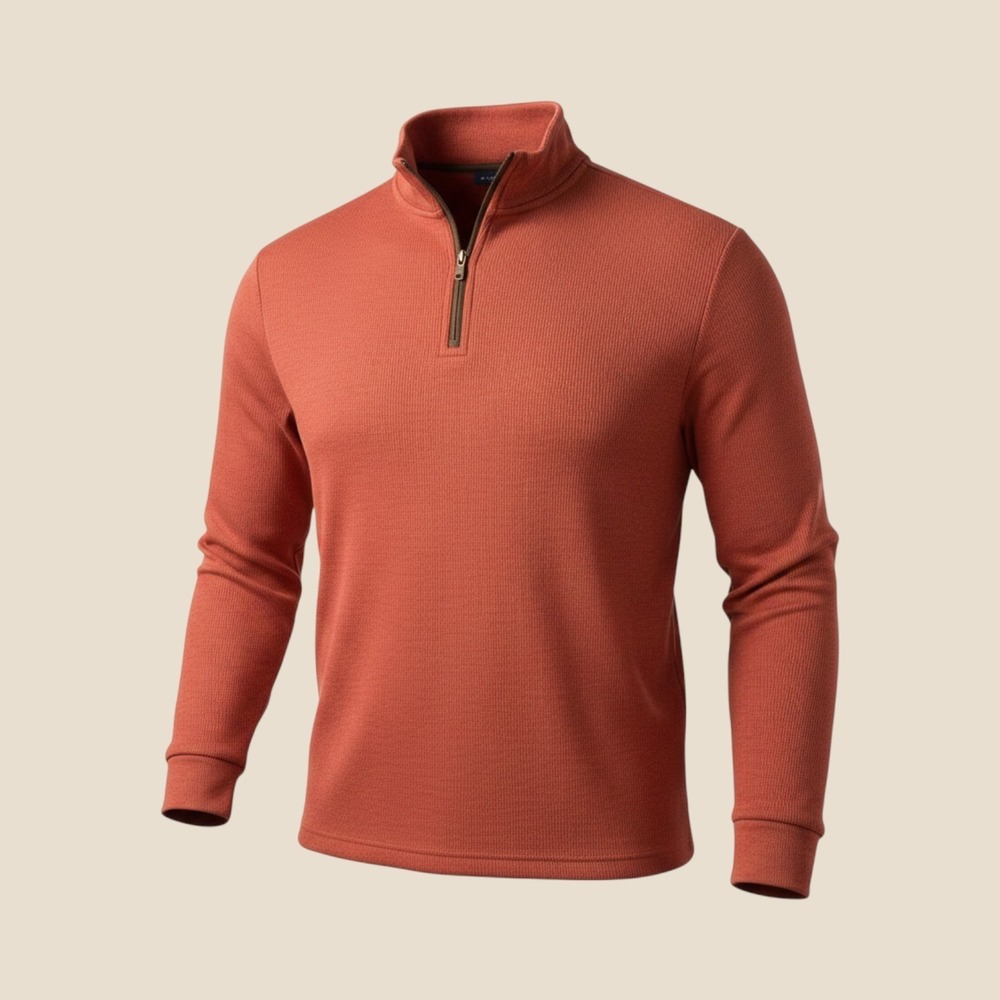 Joseph‎ Abboud Mens XXL Rust Orange Quarter Zip Pullover Cotton Modal Sweater